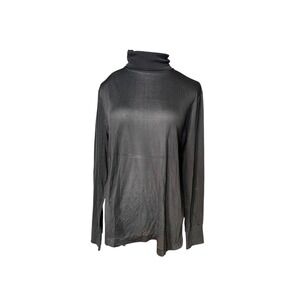 Vintage LL Bean Womens 100% Silk Turtleneck Size XL Black Base Layer Outdoors